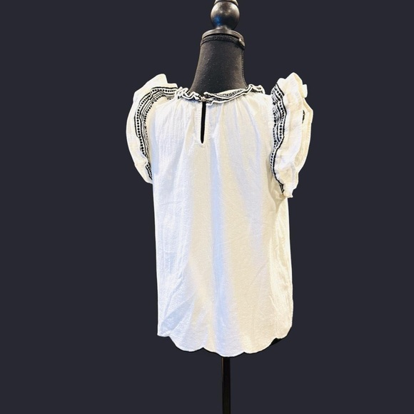 Savanna Jane White Ruffled Blouse with Black Embroidery - Picture 4 of 6